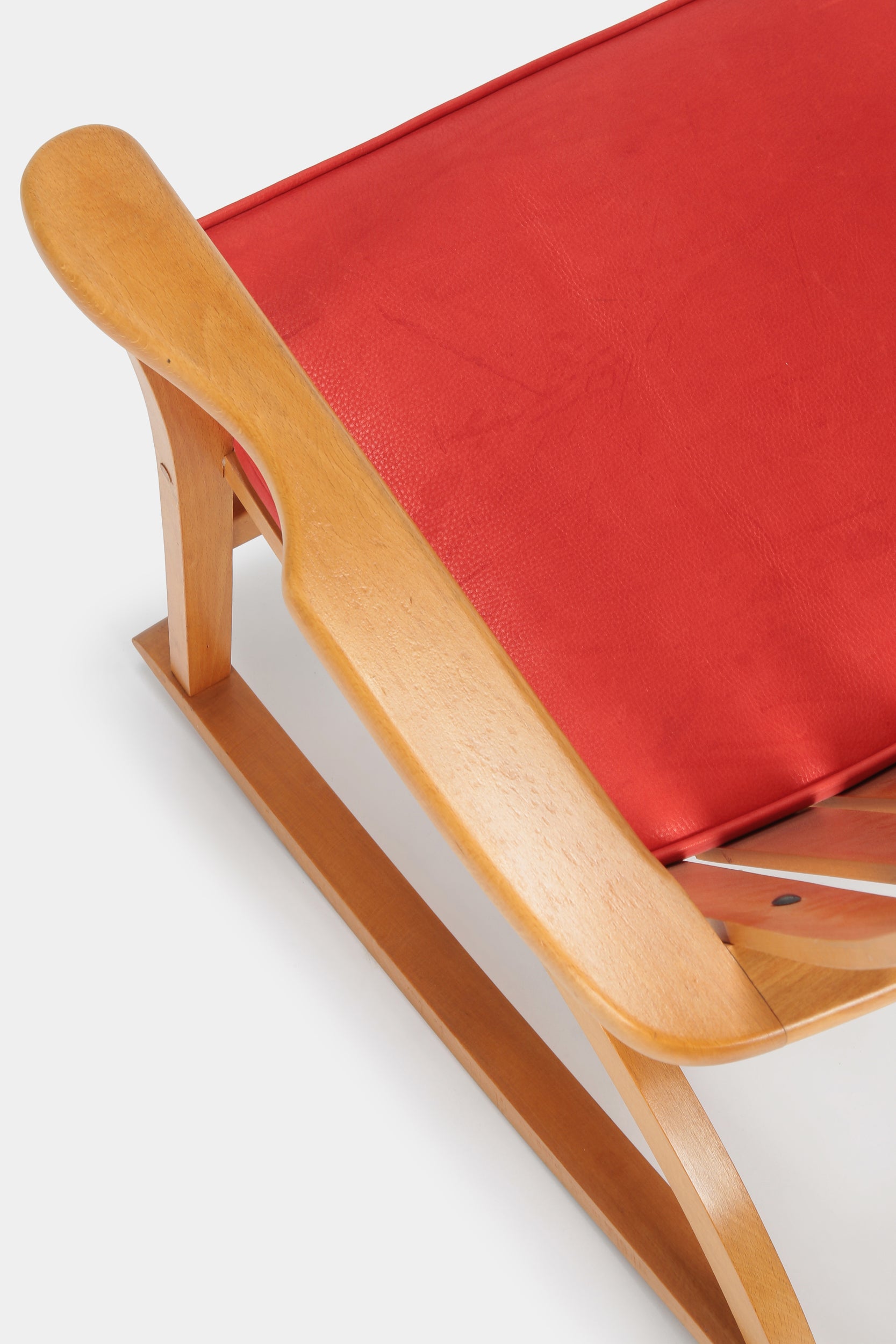 Swedish rocking chair 50' beech with leather cushion