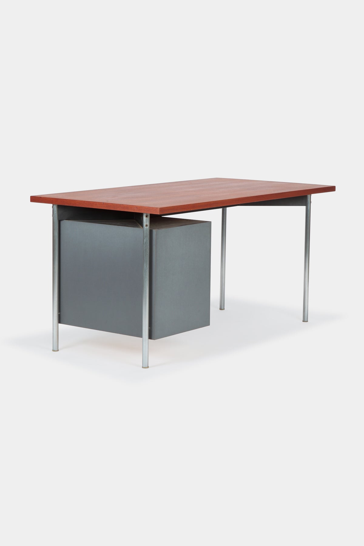 Teak Formica Stahlrohr Schreibtisch 60er