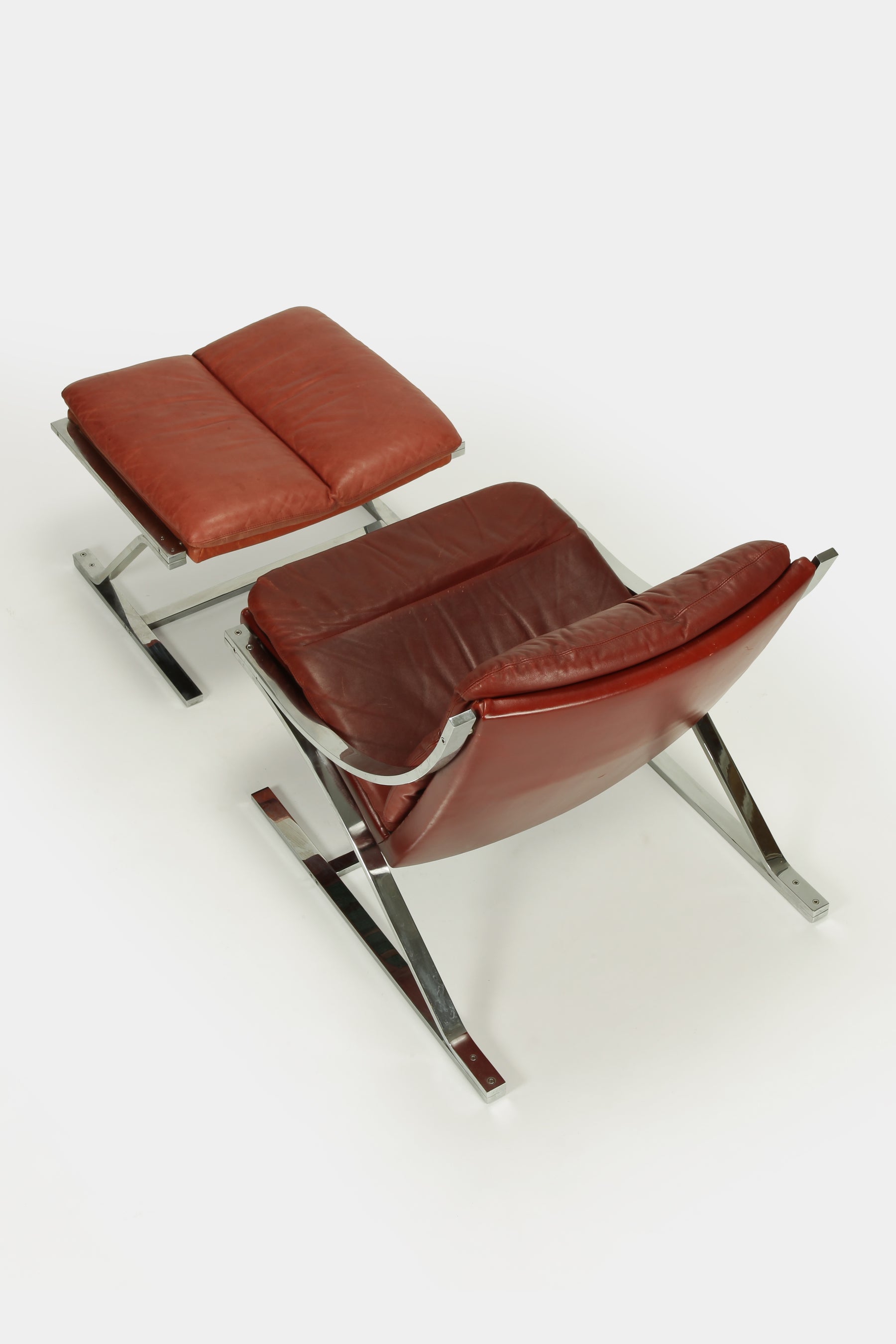 2x Paul Tuttle Zeta Chair with Ottoman Strässle, 70s